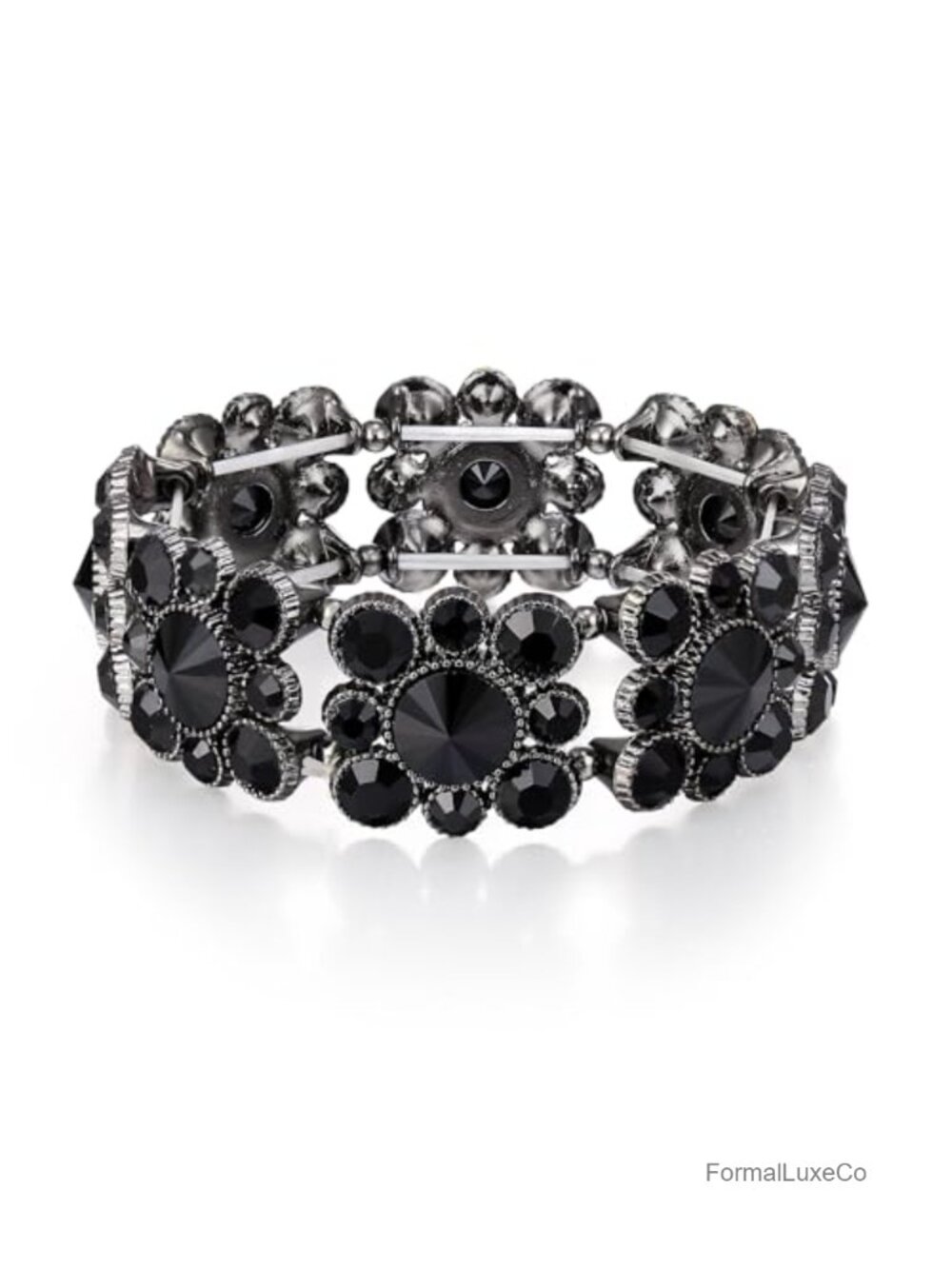 Round Austrian Crystal Vintage Style Stretch Bracelet Bridal Jewelry